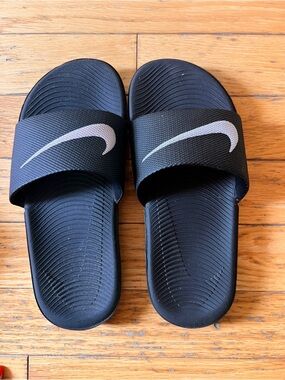 Nike Black Slide Sandals with White Swoosh